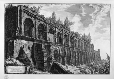 Remains of the Villa of Maecenas in Tivoli, built of travertine in uncertain work by Giovanni Battista Piranesi